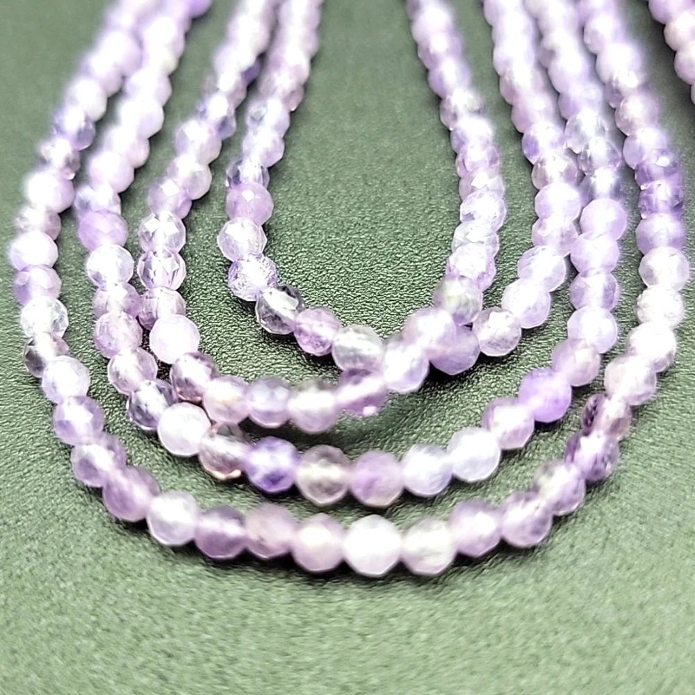 Amethyst Faceted Beads 145 Cts 4 Strand Natural Crystal Gemstone Necklace Beaded